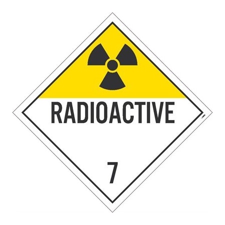Nmc Radioactive 7 Dot Placard Sign, Pk100 DL16TB100